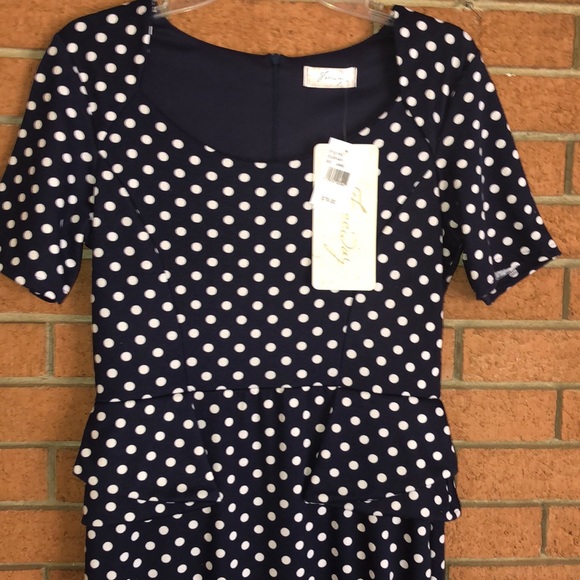 💙FREEWAY💙POLKA DOT PEPLUM DRESS💙 - Picture 5 of 6